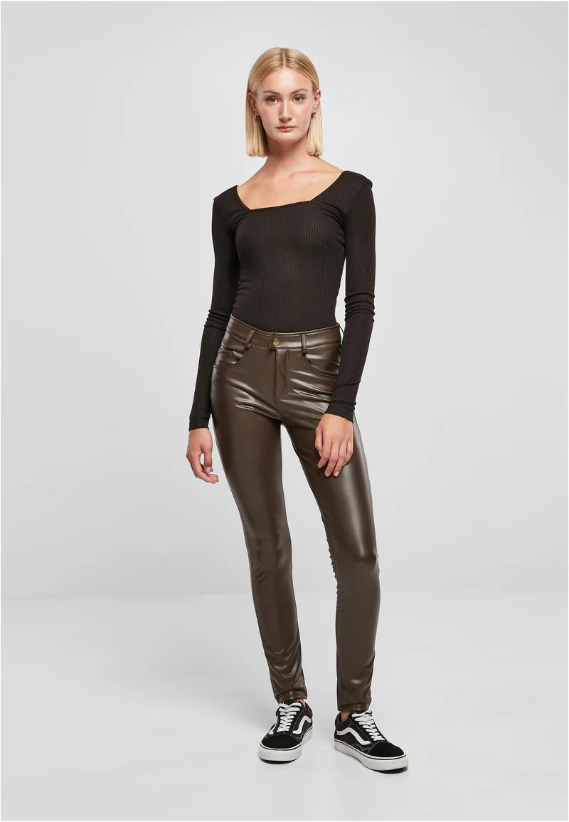 UC Mid Waist Synthetic Leather Pants