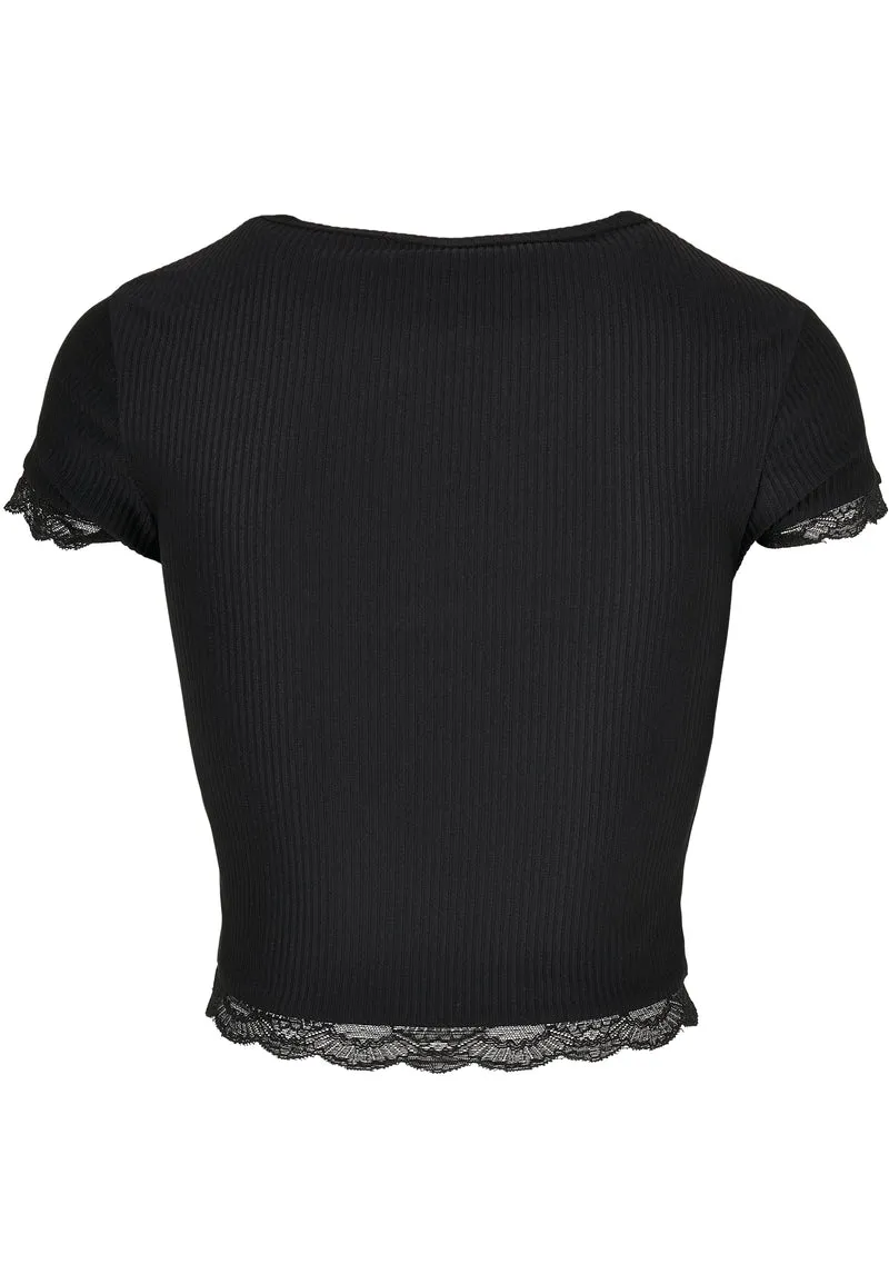 UC Cropped Lace Hem Tee