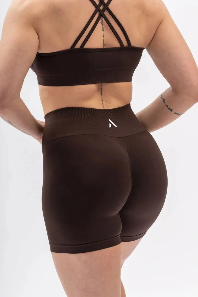 A BLISS Scrunch Shorts - Mörkbrun