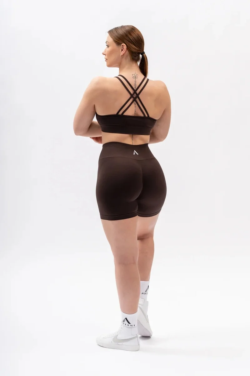 A BLISS Scrunch Shorts - Mörkbrun