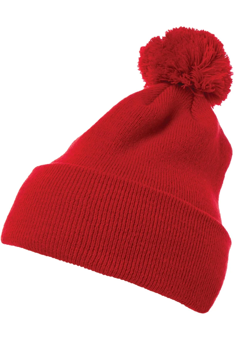 Cuffed Pom Pom Knit Beanie One Size