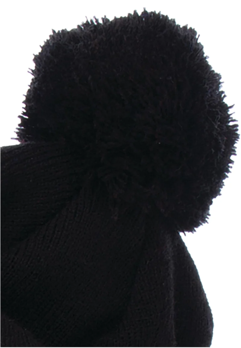 Cuffed Pom Pom Knit Beanie One Size