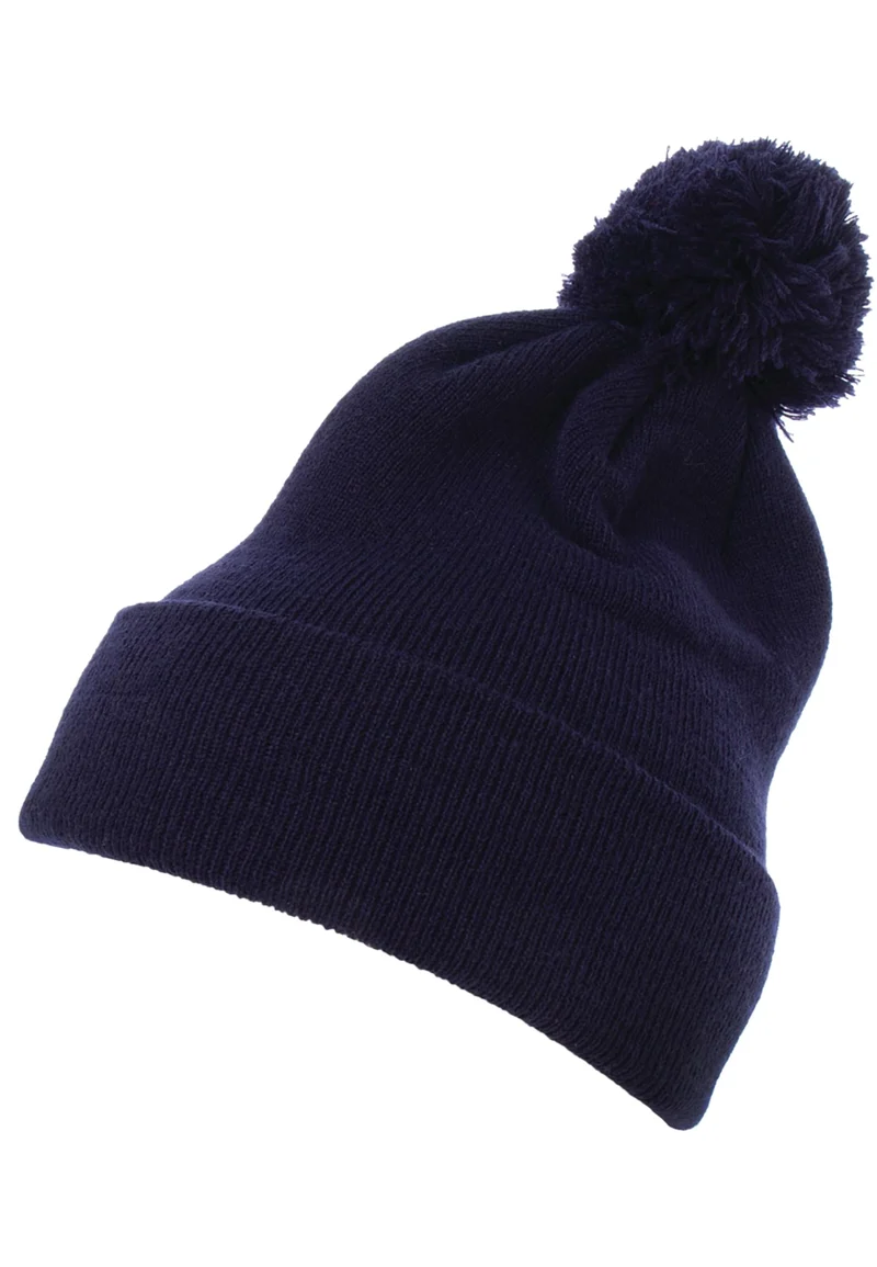 Cuffed Pom Pom Knit Beanie One Size