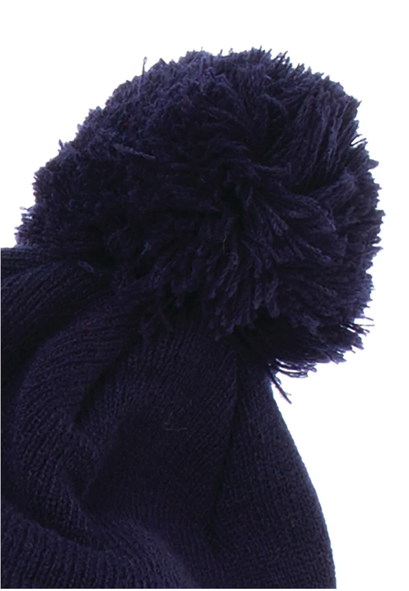 Cuffed Pom Pom Knit Beanie One Size
