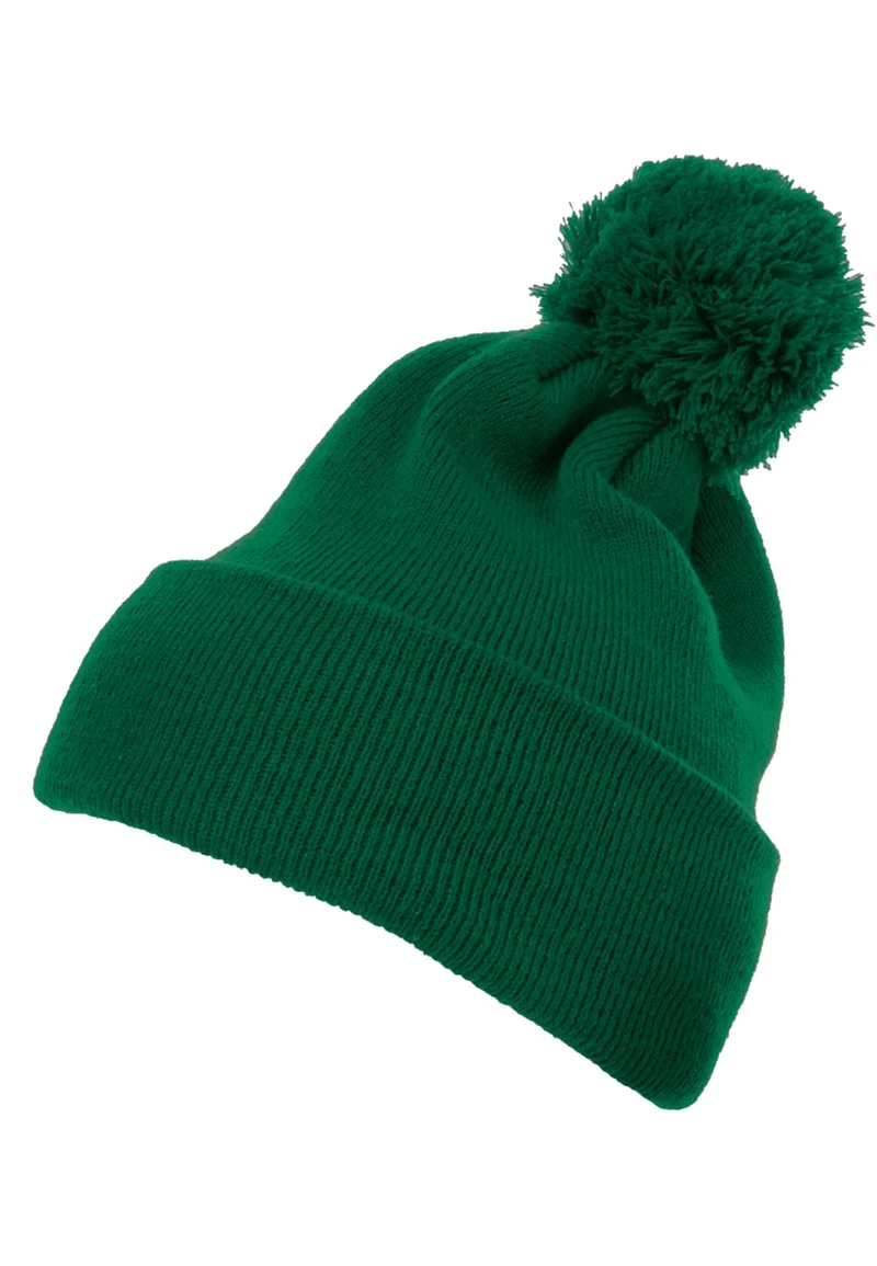 Cuffed Pom Pom Knit Beanie One Size