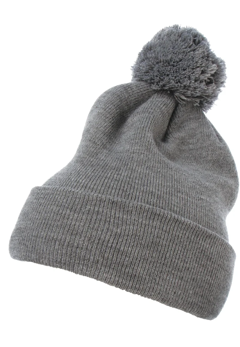 Cuffed Pom Pom Knit Beanie One Size