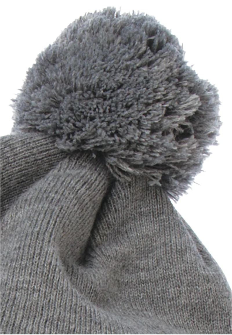 Cuffed Pom Pom Knit Beanie One Size