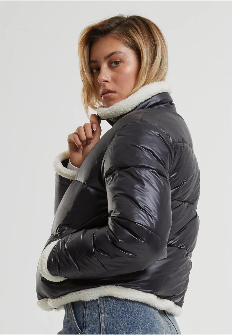 UC Ladies Recycled Shiny Puffer Sherpa Jacket