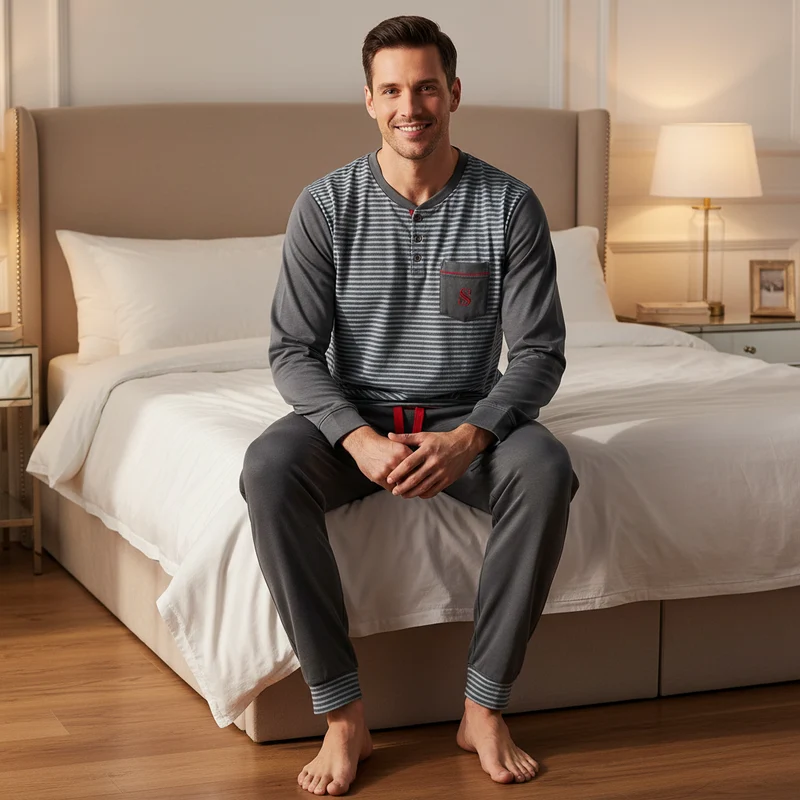 Gebürstete Pyjama-Sets für Herren – Unvergleichlicher Komfort für gemütliche Nächte