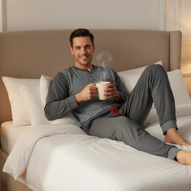 Gebürstete Pyjama-Sets für Herren – Unvergleichlicher Komfort für gemütliche Nächte