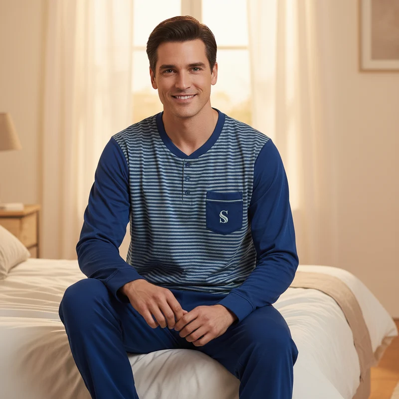 Gebürstete Pyjama-Sets für Herren – Unvergleichlicher Komfort für gemütliche Nächte