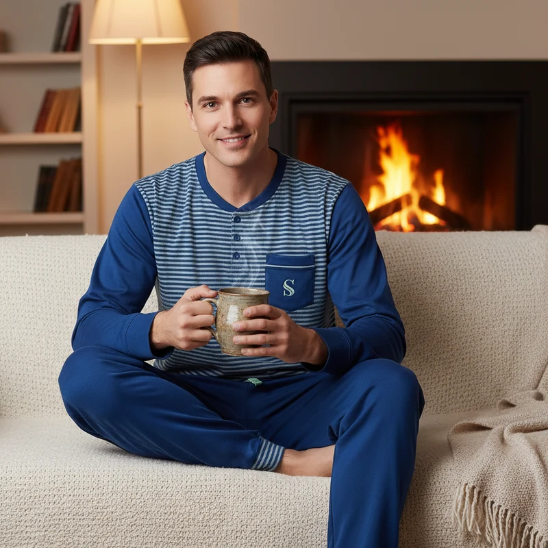Gebürstete Pyjama-Sets für Herren – Unvergleichlicher Komfort für gemütliche Nächte
