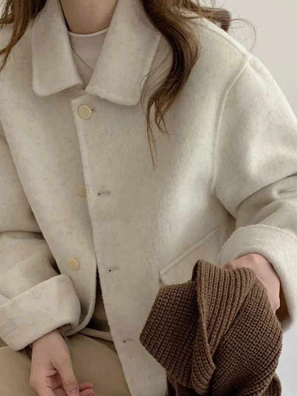 Kurzer Wollmantel für Damen – Stilvoller, doppelseitiger Pendlermantel mit Taschen