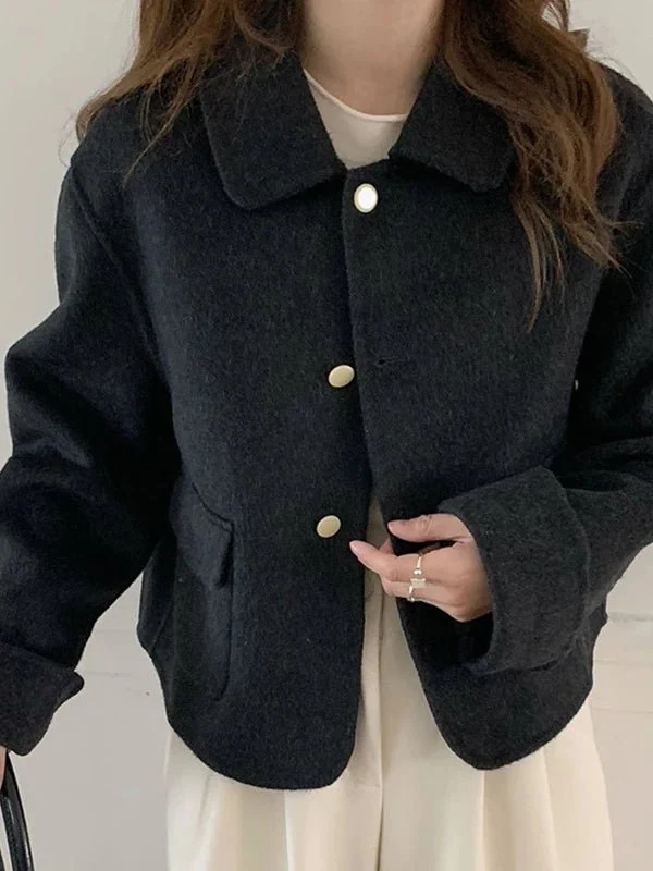 Kurzer Wollmantel für Damen – Stilvoller, doppelseitiger Pendlermantel mit Taschen