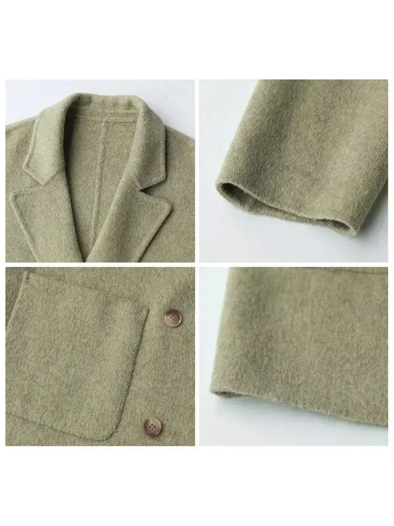 Damen-Wollmantel mit doppelter Knopfleiste fürs Büro – Herbst-Winter-Oberbekleidung