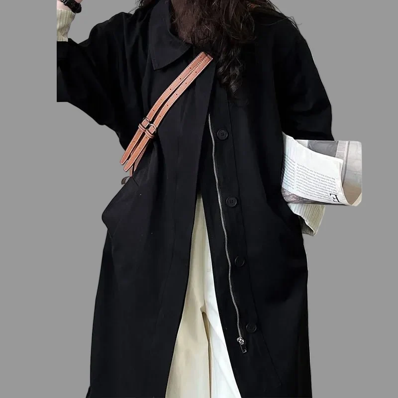 Neuer Damen-Trenchcoat aus 100 % Baumwolle mit Umlegekragen für den Frühling