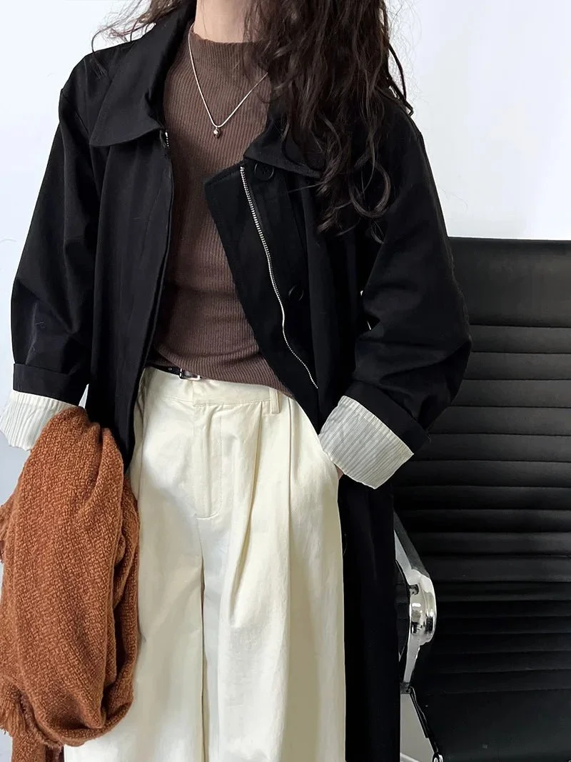 Neuer Damen-Trenchcoat aus 100 % Baumwolle mit Umlegekragen für den Frühling
