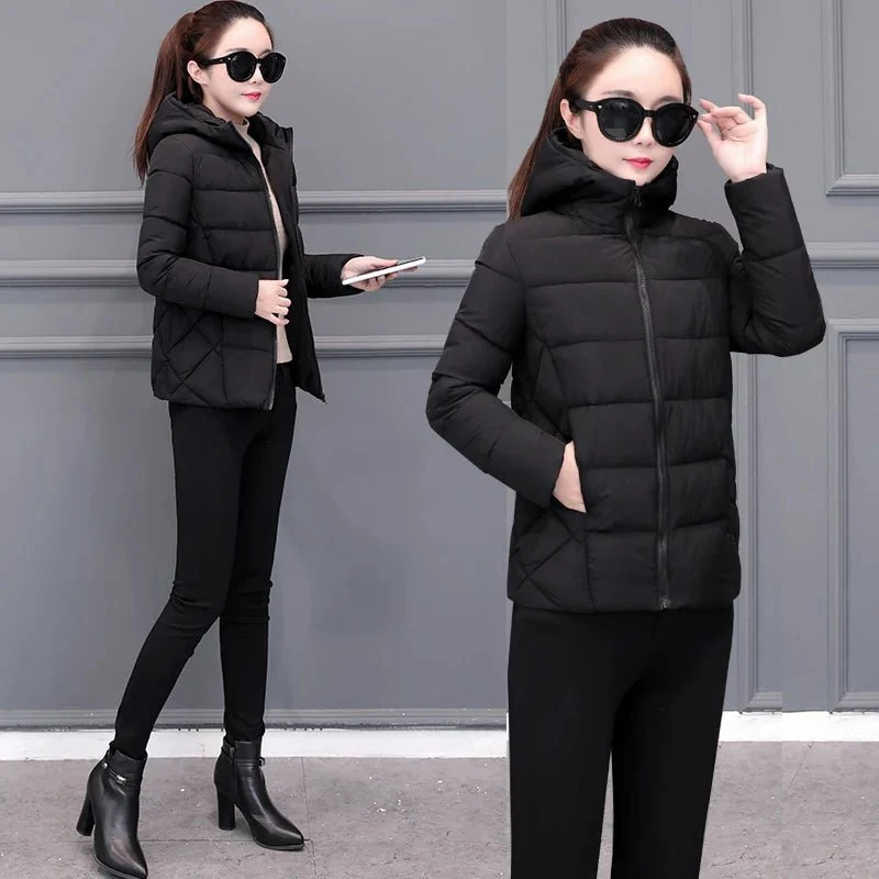 Leichte Damen-Daunenjacke – Warme, lockere, kurze Kapuzenjacke