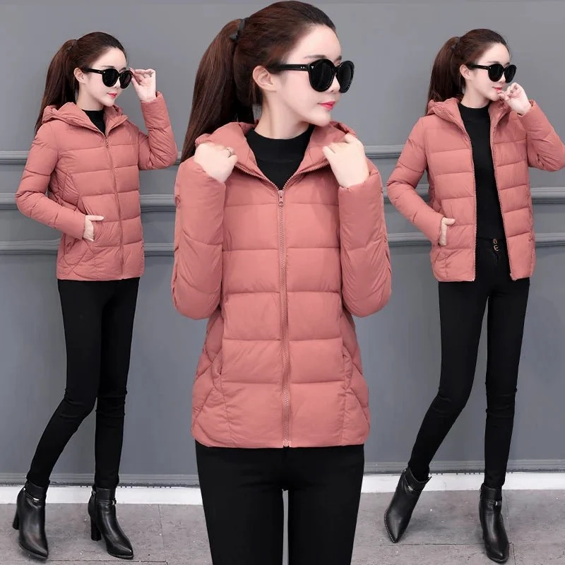 Leichte Damen-Daunenjacke – Warme, lockere, kurze Kapuzenjacke