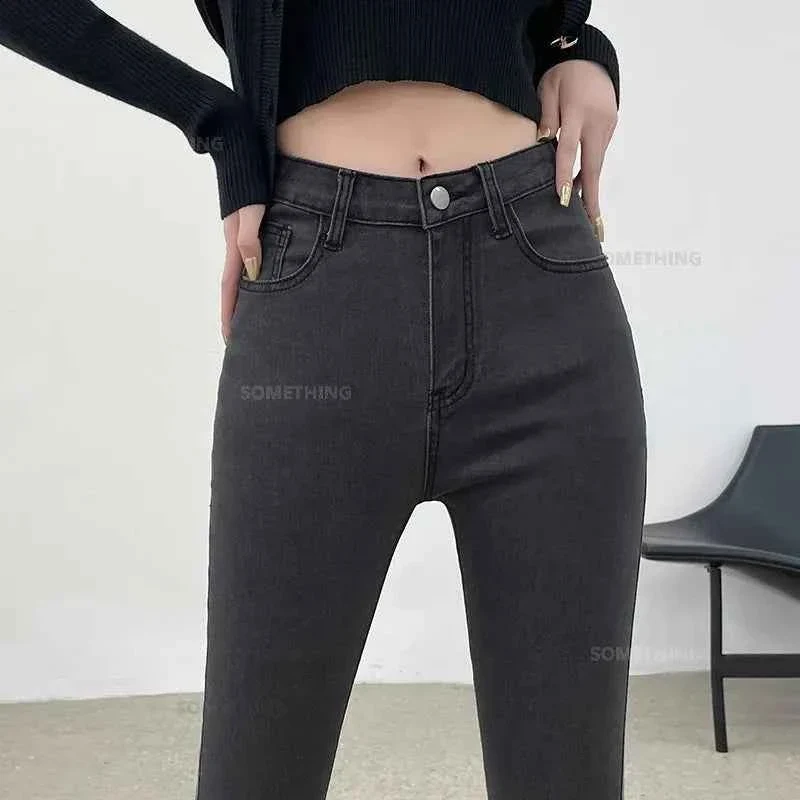 Stretch-Denim-Skinny-Jeans für Damen mit Hüftlift, lässige Slim-Fit-Hose in Schwarz, Grau und Blau