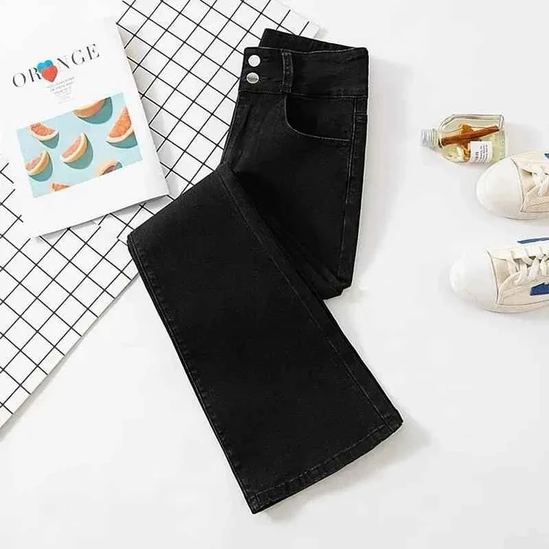 High Waist Slim Flare Jeans für Damen, koreanische Casual Skinny Denim Pants, Streetwear Pantalones Vintage Vaqueros Stretch Trousers