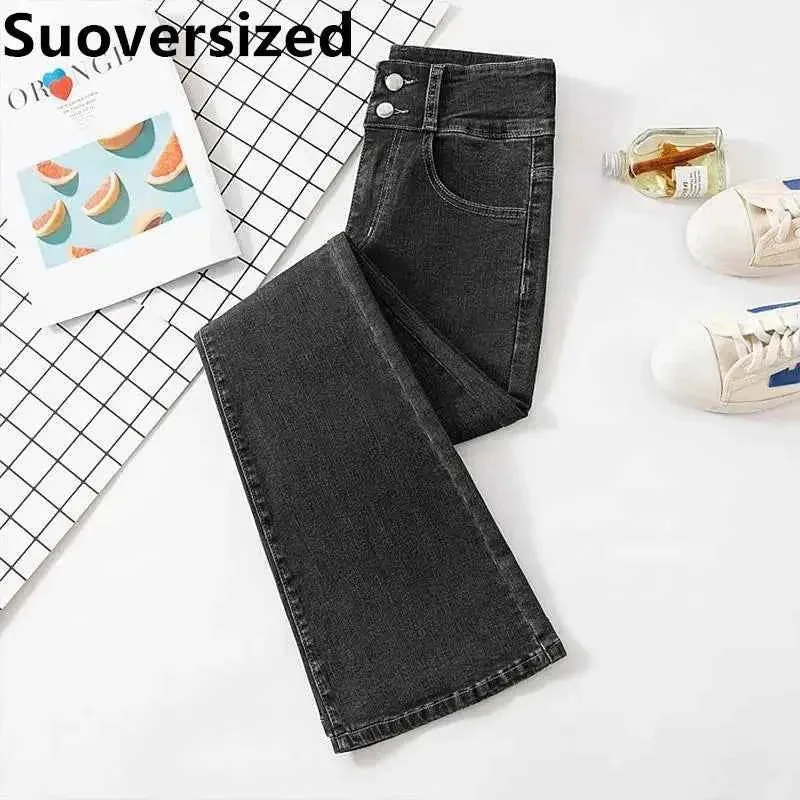 High Waist Slim Flare Jeans für Damen, koreanische Casual Skinny Denim Pants, Streetwear Pantalones Vintage Vaqueros Stretch Trousers