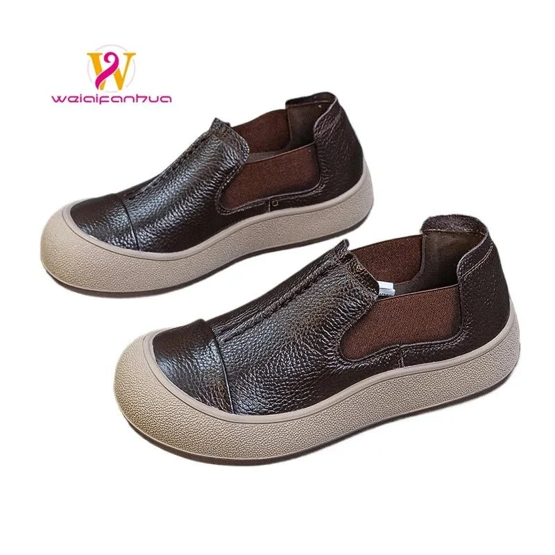 Jiany Damen-Ballerinas aus Rindsleder – Retro-Stil, schlichte Freizeit-Sportschuhe