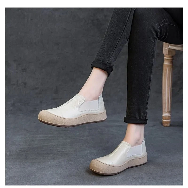 Jiany Damen-Ballerinas aus Rindsleder – Retro-Stil, schlichte Freizeit-Sportschuhe
