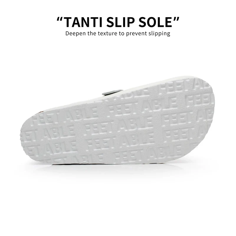 Pantoletten aus PU-Leder mit Fußgewölbeunterstützung – Sandalen mit Korkfußbett