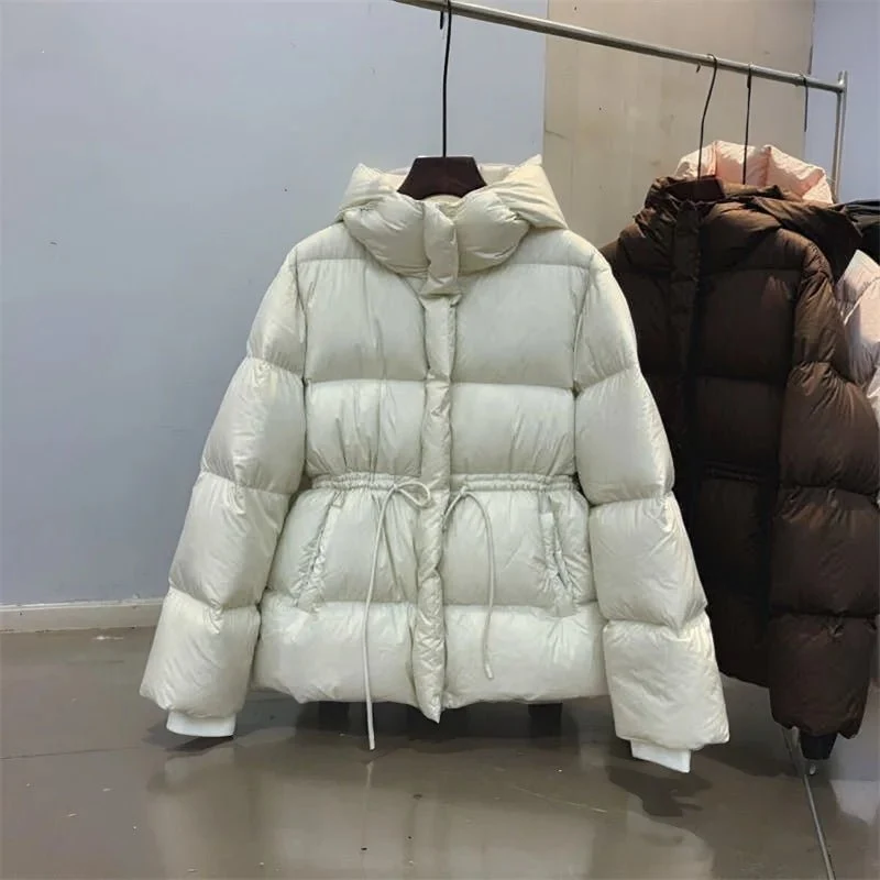 Damen-Winterjacke, neu, Kapuze, lässig, Daunen-Baumwollparka, dick, warm, wattiert, kurzer Mantel