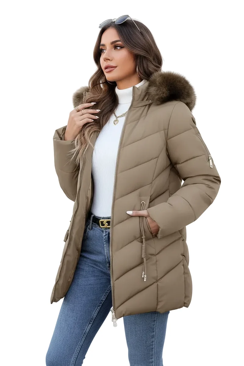 Entdecken Sie den vielseitigen, wattierten Baumwollmantel für Damen – Ihr perfekter Begleiter für Komfort und Stil.