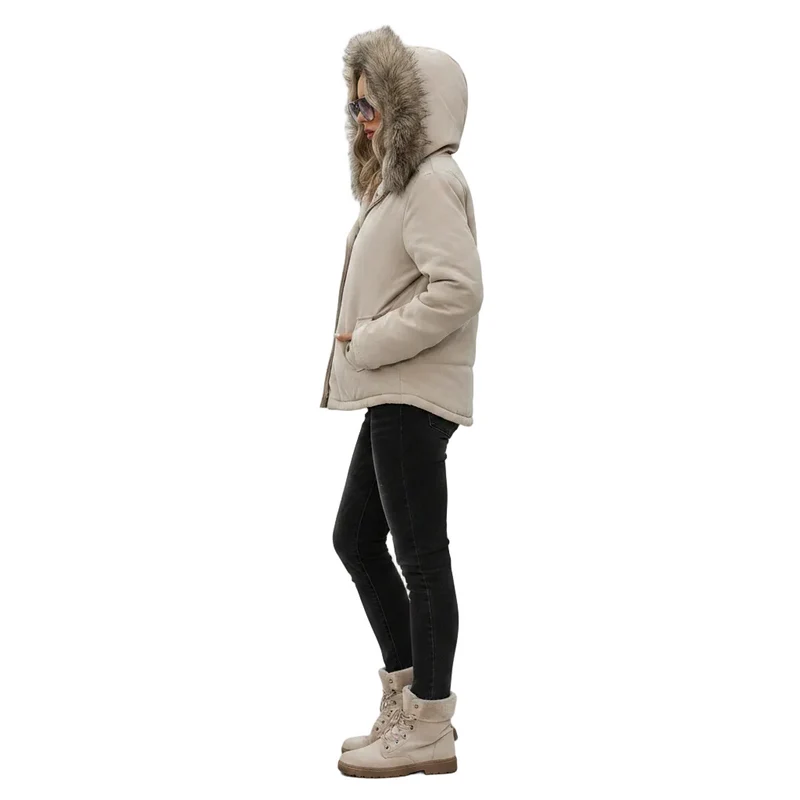 Bleiben Sie kuschelig und schick mit unserer Jacke mit dickem Pelzkragen.
