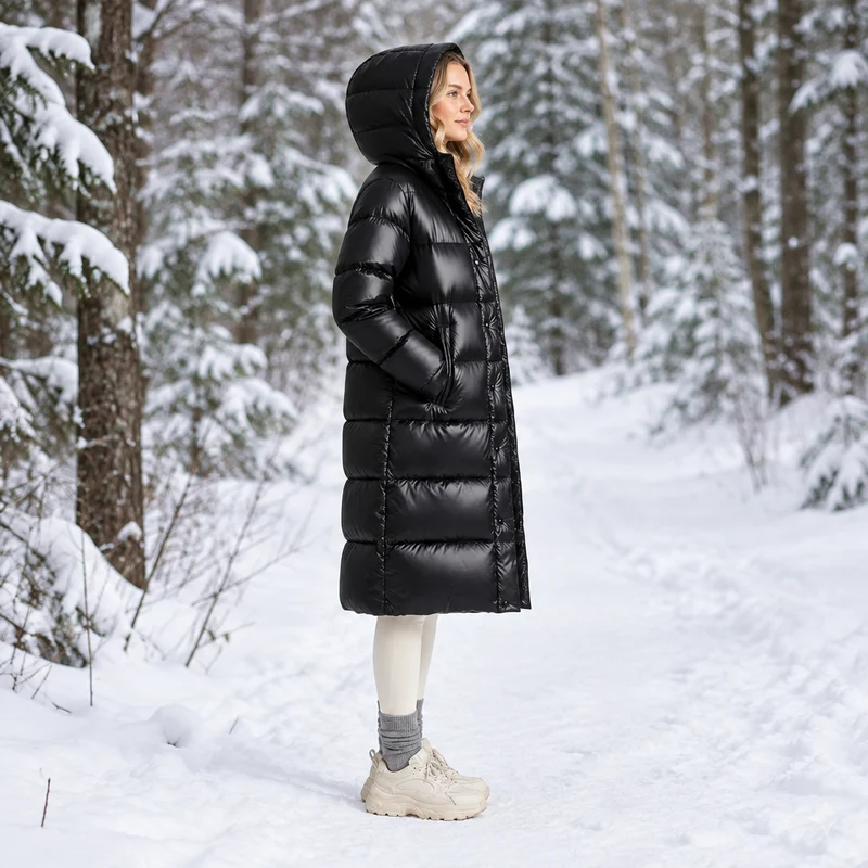 Langer, wattierter Kapuzenmantel: Kuschelig warm und schick durch den Winter