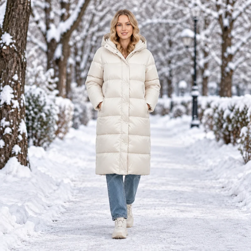 Langer, wattierter Kapuzenmantel: Kuschelig warm und schick durch den Winter