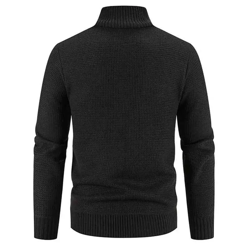 Herren-Fleece-Cardigan – Warmer Patchwork-Strickmantel