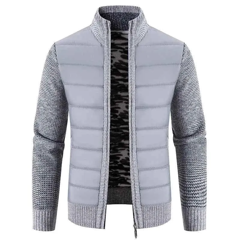 Herren-Fleece-Cardigan – Warmer Patchwork-Strickmantel
