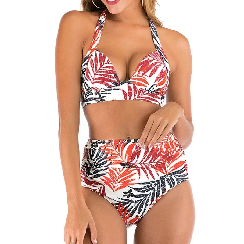 Plus-Size-Push-Up-Bikini-Halter-Badeanzug – Stilvolle Größe XXL