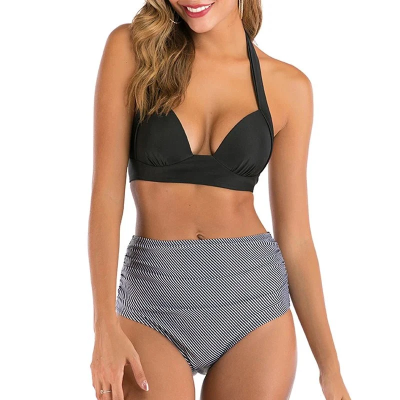 Plus-Size-Push-Up-Bikini-Halter-Badeanzug – Stilvolle Größe XXL