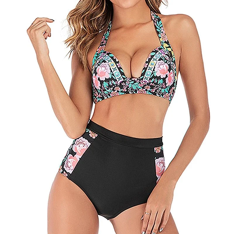 Plus-Size-Push-Up-Bikini-Halter-Badeanzug – Stilvolle Größe XXL