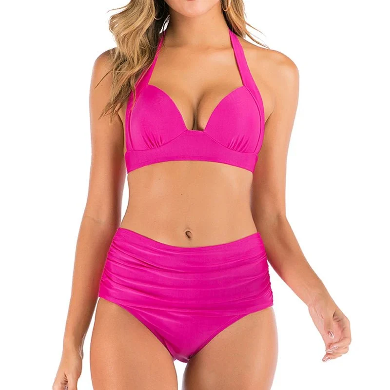 Plus-Size-Push-Up-Bikini-Halter-Badeanzug – Stilvolle Größe XXL