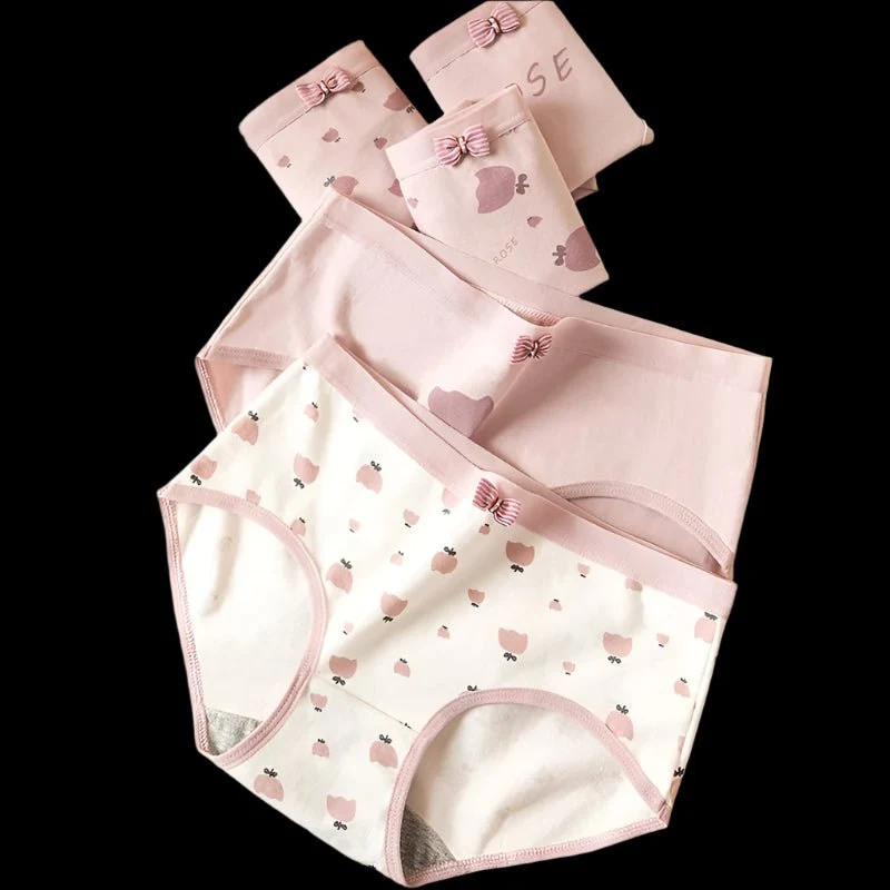 Atmungsaktive Damen-Baumwollslips, 5er-Pack – Weiche Slips mit niedlichem Print und niedrigem Bund