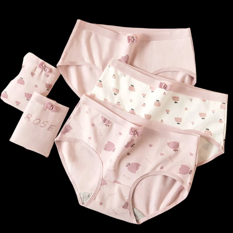 Atmungsaktive Damen-Baumwollslips, 5er-Pack – Weiche Slips mit niedlichem Print und niedrigem Bund