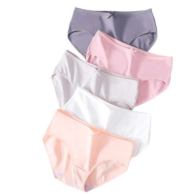 Atmungsaktive Damen-Baumwollslips, 5er-Pack – Weiche Slips mit niedlichem Print und niedrigem Bund