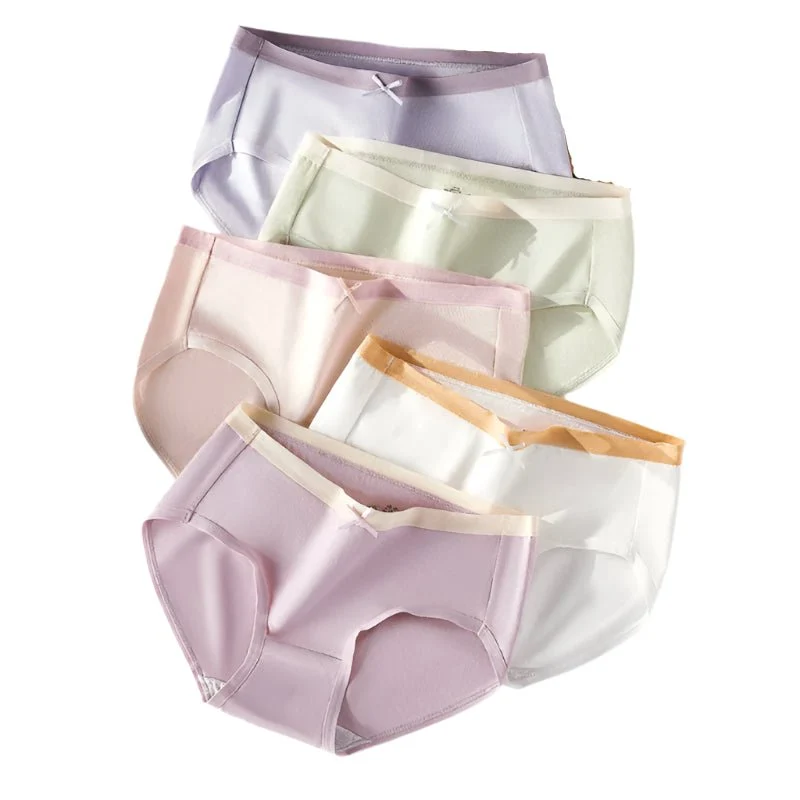 Atmungsaktive Damen-Baumwollslips, 5er-Pack – Weiche Slips mit niedlichem Print und niedrigem Bund
