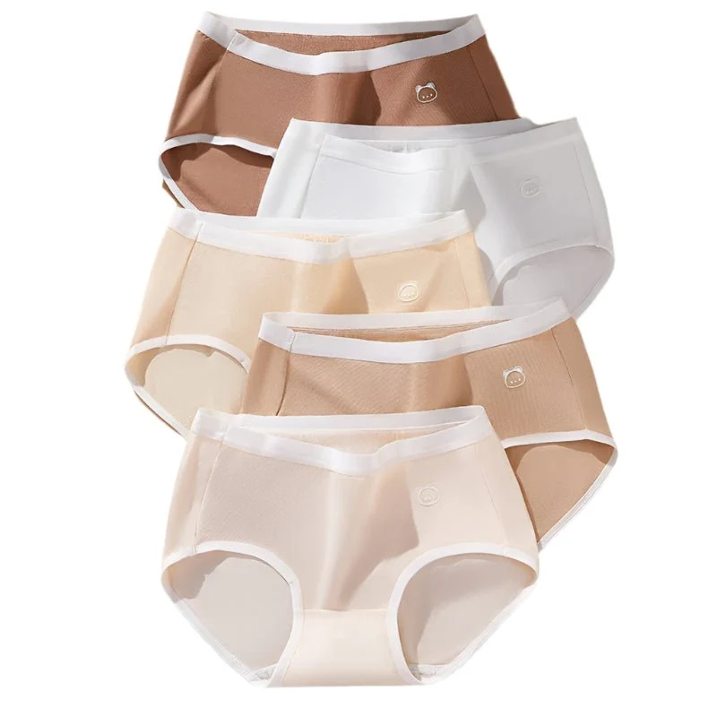 Atmungsaktive Damen-Baumwollslips, 5er-Pack – Weiche Slips mit niedlichem Print und niedrigem Bund