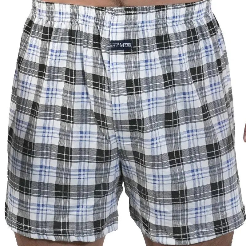 Herren-Pyjamahose aus karierter Baumwolle – Hochgeschnittene Boxershorts in Übergrößen für bequemes Zuhause