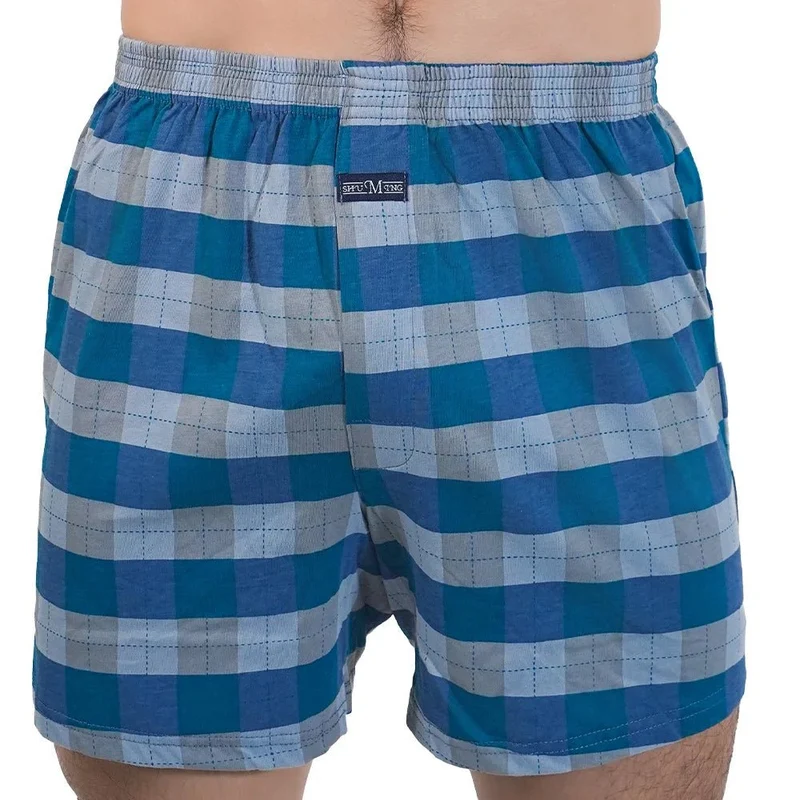 Herren-Pyjamahose aus karierter Baumwolle – Hochgeschnittene Boxershorts in Übergrößen für bequemes Zuhause