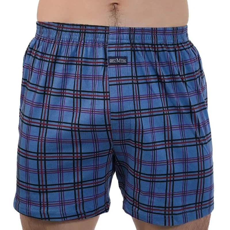 Herren-Pyjamahose aus karierter Baumwolle – Hochgeschnittene Boxershorts in Übergrößen für bequemes Zuhause