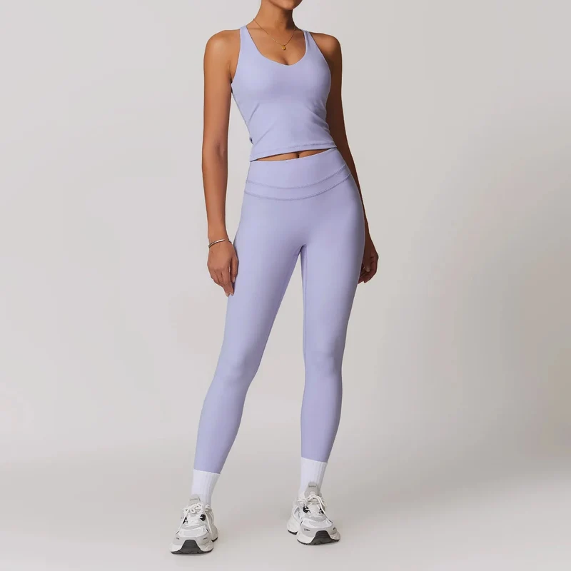 Mikeyoga Damen-Yoga-Set – 2-teilige Sportbekleidung: Leggings und Crop-Top