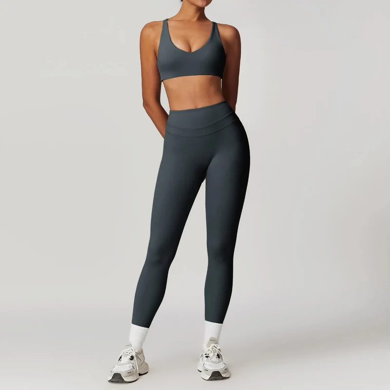 Mikeyoga Damen-Yoga-Set – 2-teilige Sportbekleidung: Leggings und Crop-Top
